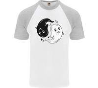 Divertente Halloween Ying Yang Fantasmi Maglietta S/S Da Baseball Per Uomo