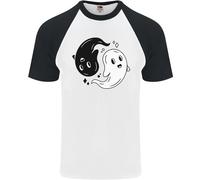 Divertente Halloween Ying Yang Fantasmi Maglietta S/S Da Baseball Per Uomo