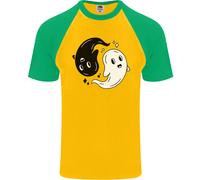 Divertente Halloween Ying Yang Fantasmi Maglietta S/S Da Baseball Per Uomo