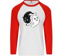Divertente Halloween Ying Yang Fantasmi Uomo L/S Maglietta Baseball