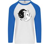 Divertente Halloween Ying Yang Fantasmi Uomo L/S Maglietta Baseball