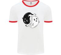 Divertente Halloween Ying Yang Fantasmi Uomo Ringer T-Shirt