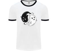 Divertente Halloween Ying Yang Fantasmi Uomo Ringer T-Shirt