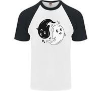 Divertente Halloween Ying Yang Ghosts Uomo S/S Baseball T-Shirt
