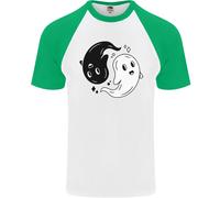 Divertente Halloween Ying Yang Ghosts Uomo S/S Baseball T-Shirt