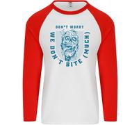 Divertente Halloween Zombie We Don'T Bite Varie Uomo L/S Baseball T-Shirt