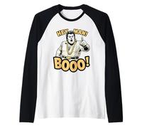 Divertente Hey Man Boo Style Retro Stage Art Maglia con Maniche Raglan