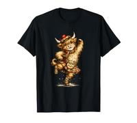 Divertente Highland Cow Esecuzione Scozzese Danza Maglietta