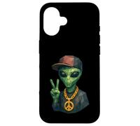 Divertente Hip Hop Alieno Geometrico Basso Poly Fantascienza Custodia per iPhone 16