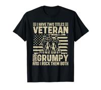 Divertente Ho Due Titoli Veterano E Grumpy Veterano Nonno Maglietta