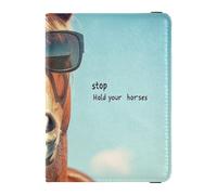 Divertente Hold Your Horse Porta passaporto di famiglia in pelle per viaggio Vaccino Card Holder Cover Combo Passaporto Portafoglio per le donne Ultra Sottile