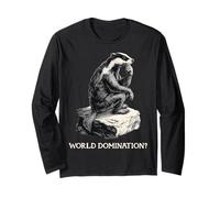 Divertente Honey Badger Ratel The Thinker World Domination? Maglia a Manica