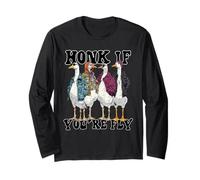 Divertente Honk If You're Fly Goose Streetwear Art Maglia a Manica