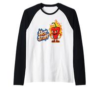 Divertente Hot Stuff Chili Pepper Cartoon Maglia con Maniche Raglan
