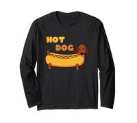 Divertente Hotdog Pun Cartone animato Bassotto Maglia a Manica