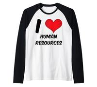 Divertente HR, Risorse Umane Cuore Rosso, Amo Le Risorse Umane Maglia con Maniche Raglan