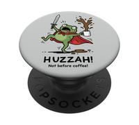 Divertente Huzzah Frog Knight Not Before Coffee Meme PopSockets PopGrip Adesivo