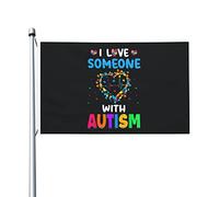 Divertente I Love Someone With Autism 2 Bandiera 3x5 Ft Double Side Outdoor Farmhouse Yard Sign Bandiera decorativa da giardino con occhielli in ottone