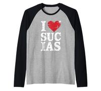 Divertente I Love Sucias Umorismo Dire Spagnolo Slang Donne Uomini Maglia con Maniche Raglan