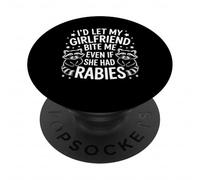 Divertente Id Lasciate La Mia Ragazza Bite Me Rabbia Umorismo Dire Bavaglio PopSockets PopGrip Adesivo