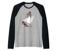 Divertente idea regalo per skateboarder, gallina, gallina, gallo Maglia con Maniche Raglan