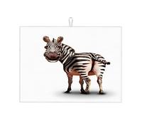 Divertente illustrazione di una zebra sorridente che guarda indietro, come un'immagine, tappetino per asciugare i piatti, tappetino per asciugare i piatti in pietra per il bancone della cucina, resist