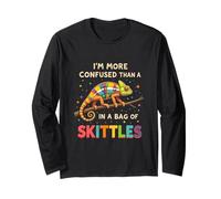 Divertente I'm More Confused Than A Chamelon in A Bag of Skittles Maglia a Manica