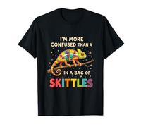 Divertente I'm More Confused Than A Chamelon in A Bag of Skittles Maglietta