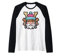 Divertente Immagine di Spirito Invernale di Santa Samurai Maglia con Maniche Raglan