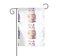 Divertente immagine rotonda di un gattino, bandiera da giardino, decorazione per cortile, 12x18 pollici per giardino, terrazza, balcone