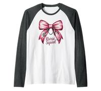 Divertente Infermiera Squad Bow Love Valentine Coquette RN NP ICU Life Maglia con Maniche Raglan