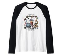 Divertente insegnante di scienze alimentato dalla biologia del caffè dei mitocondri Maglia con Maniche Raglan