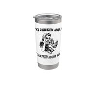 divertente, io e il mio pollo parliamo di te Bicchiere termico in acciaio inox doppia parete