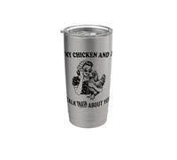 divertente, io e il mio pollo parliamo di te Bicchiere termico in acciaio inox doppia parete