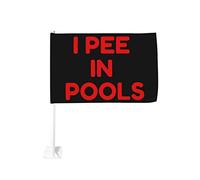 Divertente "Io faccio pipì nelle piscine", "Io faccio pipì nelle piscine pubbliche", bandiera per auto, 12 x 18, decorazione per finestrini auto, impermeabile, bandiera per finestrini auto, clip per f