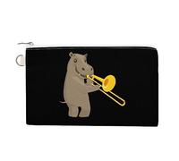 Divertente ippopotamo che suona la musica personalizzata portamonete in tela portamonete borsa portamonete piccola borsa per trucco per uomo donna 19,1 x 11,6 cm, Stile:, Taglia unica, MHXYZHW