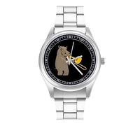 Divertente ippopotamo che suona musica moda orologio da polso al quarzo in acciaio inossidabile con numeri arabi per uomo donna, Stile:, regular, MHXYZHW