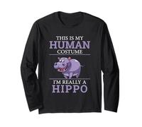 Divertente Ippopotamo Umorismo Questo è Il Mio Costume Umano Ippopotamo di Halloween Maglia a Manica