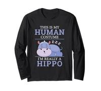 Divertente Ippopotamo Umorismo Questo è Il Mio Costume Umano Ippopotamo di Halloween Maglia a Manica