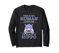 Divertente Ippopotamo Umorismo Questo è Il Mio Costume Umano Ippopotamo di Halloween Maglia a Manica