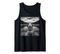 Divertente Irish Wolfhound Selfie UFO Alien Astronave Amante dei Cani Canotta