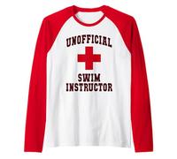 Divertente ISTRUTTORE DI NUOTO NON UFFICIALE Piscina Polizia Campeggio Bagnini Maglia con Maniche Raglan