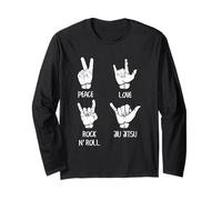Divertente Jiu Jitsu Peace Love Rock N Roll BJJ Training Maglia a Manica