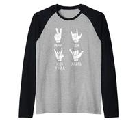 Divertente Jiu Jitsu Peace Love Rock N Roll BJJ Training Maglia con Maniche Raglan