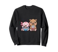 Divertente Kawaii Axolotl Ramen Capybara Boba Tea Duo Felpa