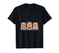Divertente Kawaii Capybara Ramen Gaming Boba Trio Maglietta