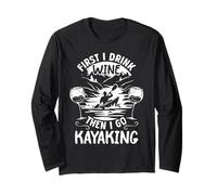 Divertente kayak - Prima bevo vino e poi vado in kayak Maglia a Manica