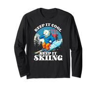 Divertente Keep It Cool Sci Invernale Amanti dell'orso Maglia a Manica