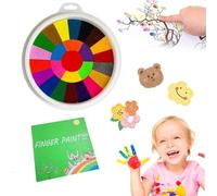 Divertente kit per dipingere con le dita per bambini, 25 colori lavabili con le dita, pittura sicura per mani e piedi con libro illustrato, giocattoli educativi da disegno diy, per bambini e regali