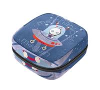Divertente kit per il primo ciclo mestruale con astronauro alieno in stile cartone animato per ragazze, salvaslip tampone, borsa mestruale, supporto per assorbenti con cerniera, organizer per